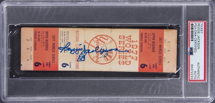 Reggie Jackson Signed 1977 World Series Game 6 Full Ticket (PSA/DNA)